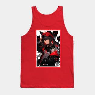 Aesthetic Anime Girl Red White Black | Quality Aesthetic Anime Design | Chibi Manga Anime Art Tank Top